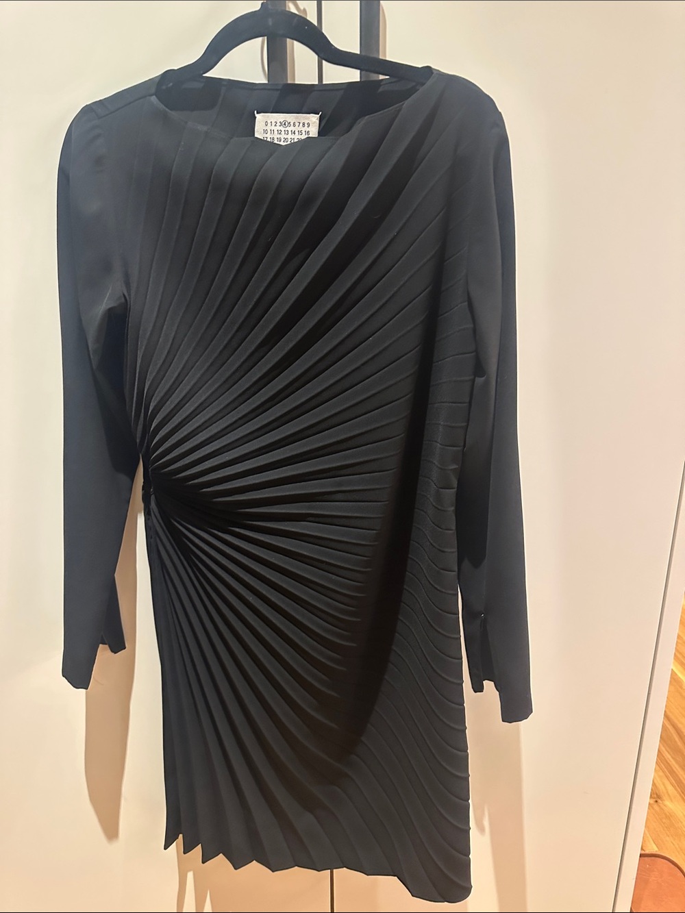 Maison Martin Margiela Black Long-Sleeve Radiant Pleat Dress